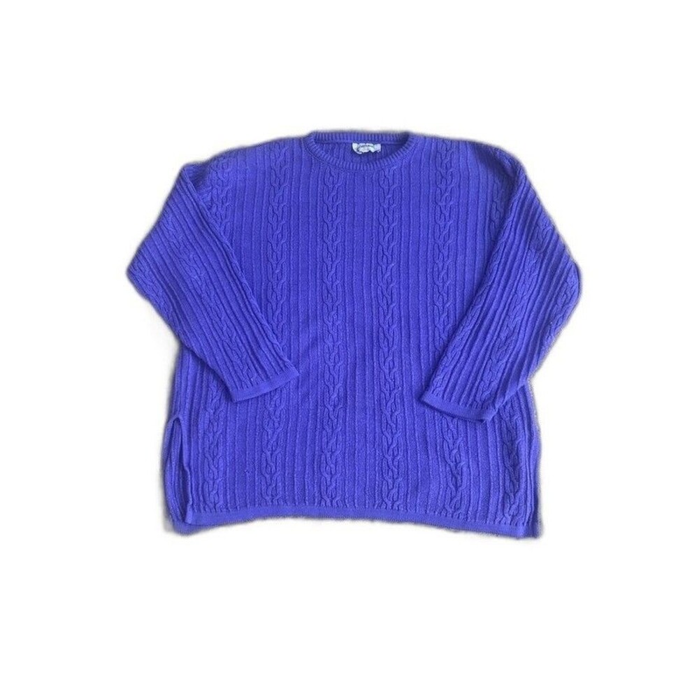 Diane von Furstenberg Color Authority Sweater 4 Purple Cable Knit Metallic